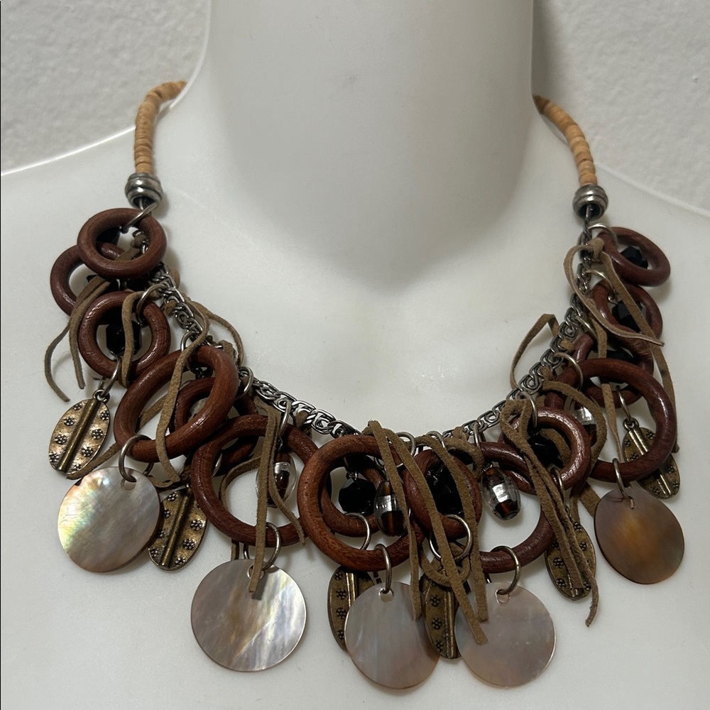 Bohemian Brown and silver mother-of-pearl Necklace